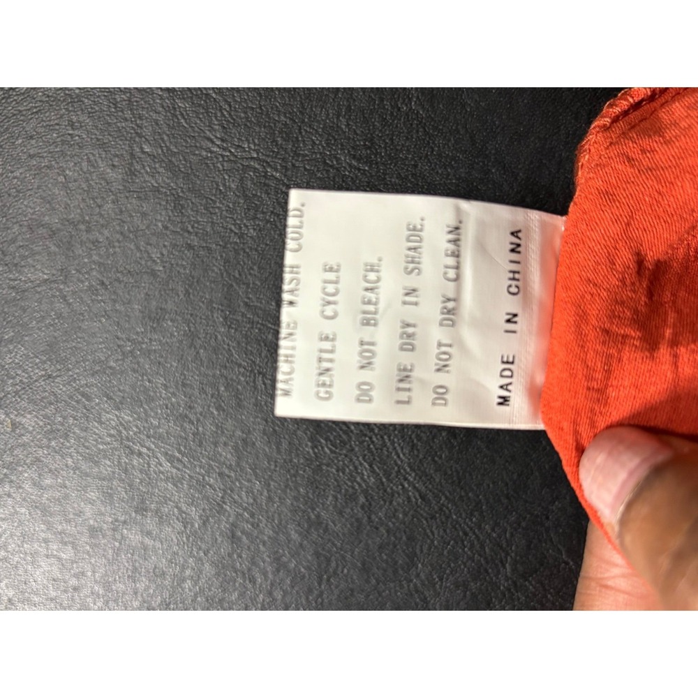 Unbranded Embroidered Side Tie Blouse Womens Large Orange Excellent Boho Top - Picture 5 of 5